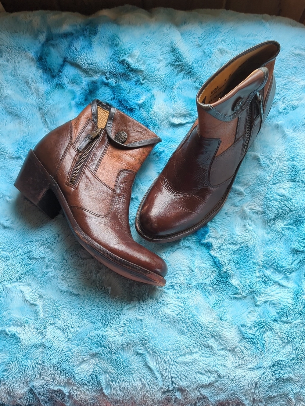 🔥🐎👢 Women's J.B. Dillon Brown Leather Ankle Boots - Side Zip size 7🔥🐎👢